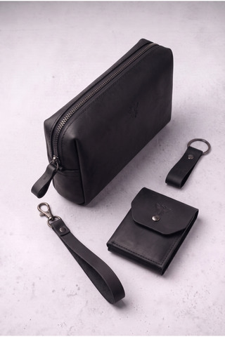 BeeBlack %100 Hakiki Crazy Dana Derisi Pirana Model (El Çantası , Cüzdan , Anahtarlık) SET'İ şık minimalist
