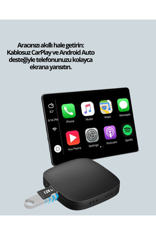 ZERO LAND KMRSFRES Kablosuz CarPlay ve Android Auto (130845) Dönüştürücü Adaptör