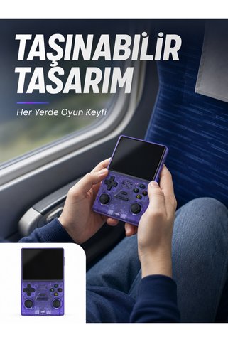 Lisinya Kablosuz Kollu 3.5 İnç IPS Ekranlı Retro El Oyun Konsolu -