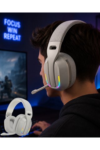 ASTRALTECH Kablosuz Bluetooth Kulaklık RGB Işıklı Mikrofonlu Stereo Kulaküstü Kulaklık