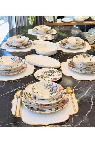 Onedekor 24 Parça 6 Kişilik Modern Flore Bird Yemek Takımı