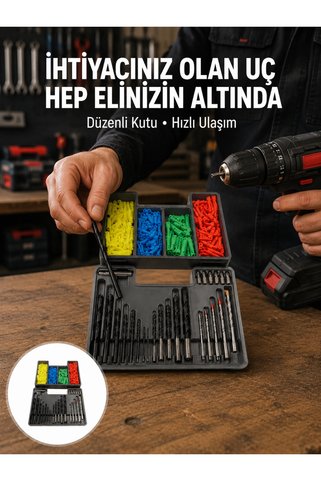 Epilons Matkap Ucu Seti 24 Parça Organizer Kutulu Ahşap Metal Beton Uyumlu Yeni Nesil
