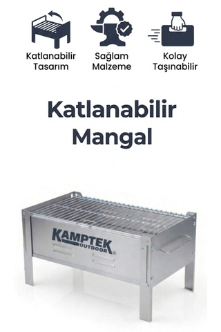kamptek kamp teknolojisi Kolay Taşınabilir Katlanabilir Kamp Doğa Pratik Kullanım Yer Kaplamayan Mangal 40*27