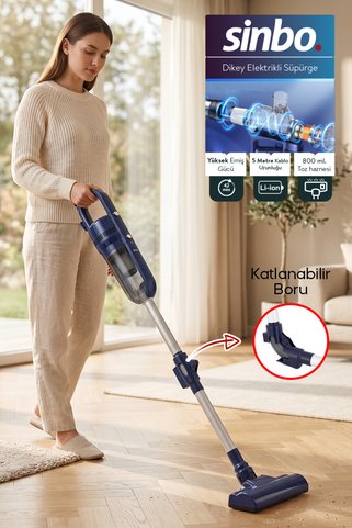 Sinbo SVC-8640 Pratic Dikey Elektrikli Süpürge Katlanır Borulu, El Süpürgesi, 800 ml Toz Hazneli