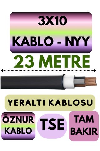 Avarson Öznur 3X10 NYY (Yeraltı Kablosu) Metre Seçenekli 23 METRE
