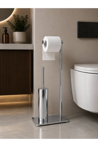titanium design Pirinç Slim Lüx Ayaklı Set (Wc Fırçalık ve Kağıtlık)