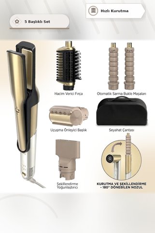Shark Air Kuru Islak Styler Saç Düzleştirici ve Bukle Başlıklı Multi Styler 1500W Seramik Yüzey Taşıma Çantalı Hediyelik Set