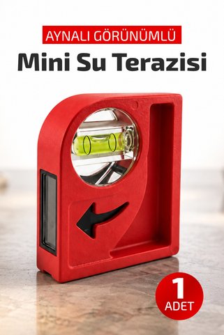 Badem10 Mıknatıslı Çift Taraflı Dayanıklı Gövde Aynalı Görünümlü Mini Cep Boy Su Terazisi Metal Gövde Terazi