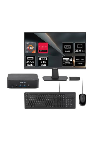 ASUS ExpertCenter PN54-S1 Ryzen 5 220 24GB RAM 2TB SSD 23.8" Full HD Monitör FreeDOS PN54-BBR522MNS1P514 Mini Masaüstü Bilgisayar + PER4 USB BELLEK