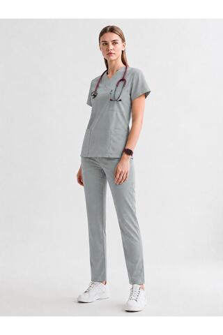 ÜÇAS İŞ GİYİM SOFT GREY SCRUBS LİKRALI TAKIM DOKTOR HEMŞİRE FORMASI