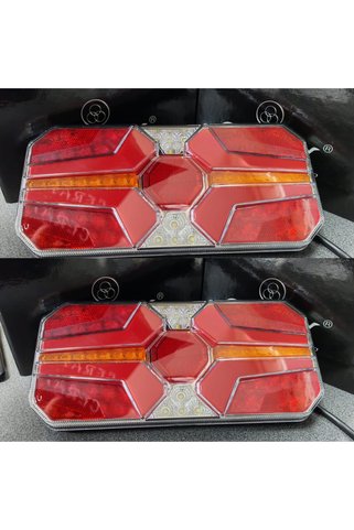 GUMUSONLINE Çeray E-Belgeli Stop Lamba Yeni Model Full Ledli Tır Kamyon Dorse 12-24v Uyumlu - Kayar Sinyalli (2 Adet)