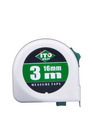 İto Kilit 12’li Set - Darbeye Dayanıklı Şerit Metre 3m x 16mm - Kemer Klipsli