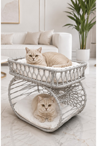TASARYUM Zümra Kedi & Köpek İki Katlı Kedi Yatağı