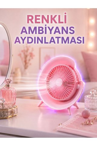 markentegra 3 Hız Ayarlı USB Şarjlı RGB Masa Fanı
