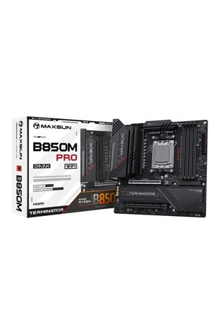 MAXSUN Terminator B850M DARK WIFI AM5 DDR5 7800 Mhz M2.HDMI mAtx AMD Anakart