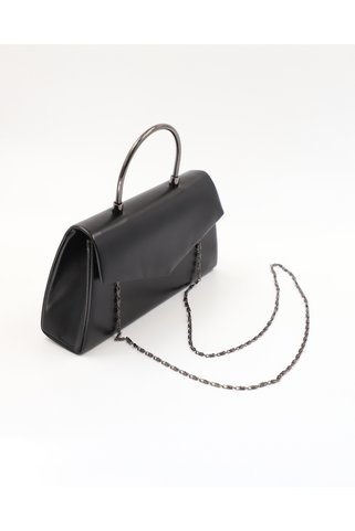 lalettobags Kadın Mektup Kapaklı Siyah Askı & Zincir Detaylı Abiye Davet Çantası