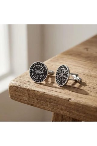 N!da Jewelry 925 Ayar Gümüş Viking Rune Odin Sembol Kol Düğmesi