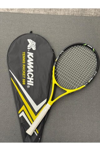 Kamachi 888 Yetişkin Tenis Raketi - 27 İnç Kılıflı Tenis Raketi (Sarı/Siyah)