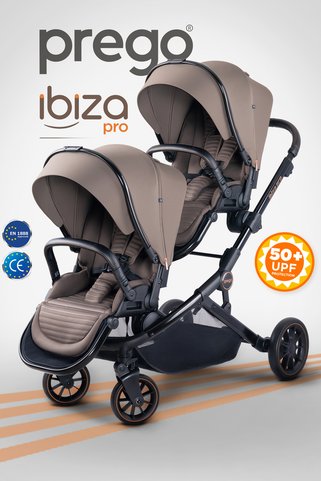 Prego İbiza Pro İkiz Bebek Arabası UV Tenteli -Yağmurluk-Ayak Örtüsü- YENİ SERİ