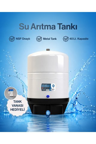 Cleanara 40 L Metal Genleşme Tankı – Su Arıtma Sistemleri için Tank Vanası Hediyeli