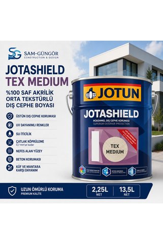 Jotun Jotashield Tex Medium %100 Saf Akrilik Orta Tekstürlü Dış Cephe Boyası 13,5 LT