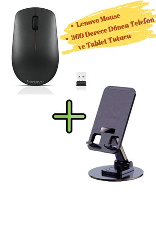 LENOVO 400 Wireless Kablosuz Mouse Siyah GY50R91293 360 Derece Döner Tablet ve Telefon Tutucu