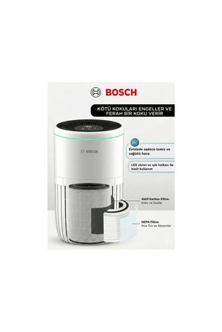 Bosch Büyük Salon ve Ofis Tipi %99.9 Bakteri Temizleyen Otomatik Modlu Sessiz ve Güçlü Profesyonel Hava Temizleme Cihazı 62.5m², sessiz kullanım ve uyku modu Hassas Mutfak Tartısı Hediye (Onerous)