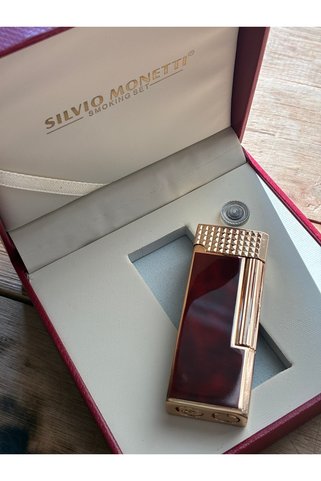 Silvio Monetti Damla Alev Klasik Yanan Çakmak Şık Kutusunda Hediye Taşlı