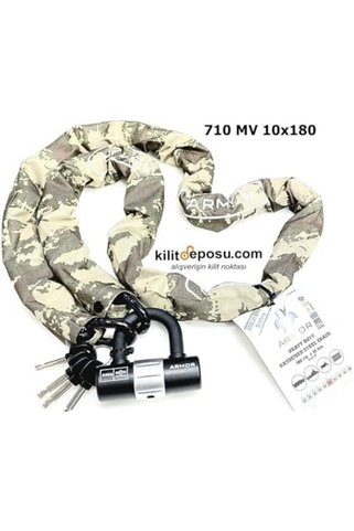 Yıldızan zkra shop Military Series Çelik Zincir 10Mm X 1.80Mt +U Bar Kilit 1053162