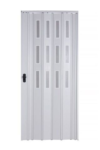 Sarpaş Dekor Sarpaş Akordiyon Kapı 108x188 Beyaz Camlı Kalın Kapı Katlanır Akordeon Pvc Anahtar Kilitli