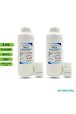 Ancapol 20 Shore Beyaz RTV-2 Kalıp Silikonu - Beton, Polyester ve Büyük Obje Kalıp Silikonu 2 KG