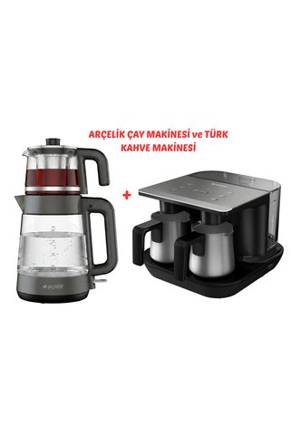 Arçelik CM6964 ÇAY MAKİNESİ SU ISITICI VE TKM9961 ÇİFT HAZNELİ TÜRK KAHVE MAKİNESİ