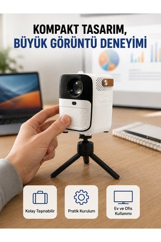 Eco Lounge Android Sistemli Mini Projektör – Uygulama Destekli Akıllı Kullanım Yeni Nesil