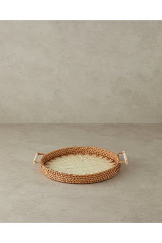 English Home Beatrice Sedefli Rattan Tepsi Kahverengi
