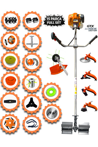 EISENN Alman EF-990 11 in 1 PCS FULL Set Yan Tipi Benzinli Tırpan +Toprak Eşeleme+Akrobat Çapa Roket Başlık