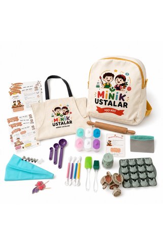 minikustalar Minik Ustalar Çantalı Çocuk Aşçı Kiti – Gerçek Mutfak Gereçleri, Önlük ve Tarif Kartlı Deneyim