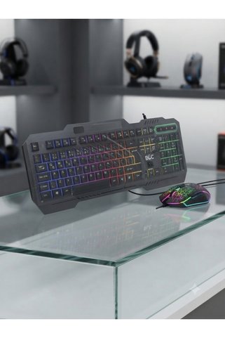Blic Aura Akse Oyuncu Klavye ve Mouse Combo Set | RGB Aydınlatmalı, Türkçe Q Düzen ve Blue Switch Mekanik Hisli