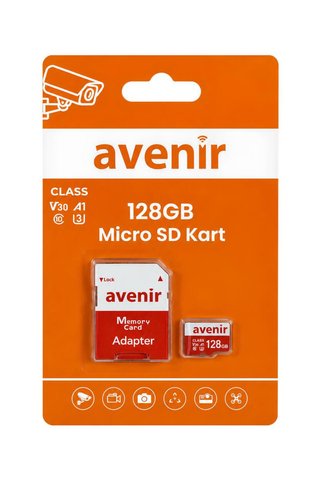 AVENİR 128GB U3 V30 A1 Ultra Hızlı Micro SD Kart