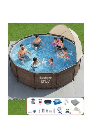 BESTWAY Yuvarlak Prefabrik Gölgelikli Full Havuz Seti 366x100cm BW573 56709
