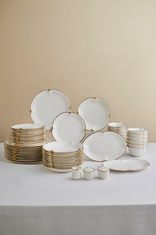Karaca Stream Bone Dot 53 Parça 12 Kişilik Yemek Takımı Gold