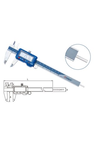 DASQUA 0-200mm Yuvarlak Çubuklu Dijital Kumpas 2000-1610