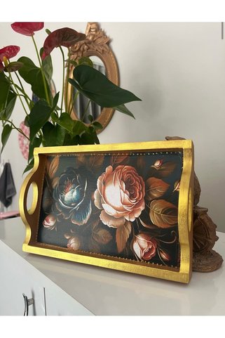 TEPSİCİM El yapımı ahşap kahve tepsisi