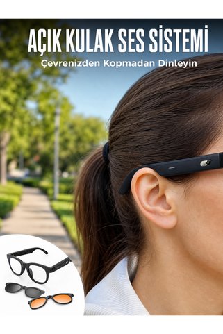 markentegra Yapay Zekâ Destekli Akıllı Bluetooth Gözlük Açık Kulak Ses Sistemi Günlük Kullanıma Uygun Hafif Tasa