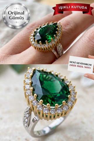 CARAT STONE IŞIKLI KUTUDA 925 ayar gümüş Hürrem Sultan Yüzük