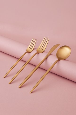 APRICOT Beauty Faro Mad Gold 24 Parça 6 Kişilik Çatal Kaşık Bıçak Kutulu