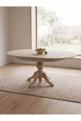 KleinHaus Furniture Elegansia Eskitme Cilalı Yuvarlak Açılır Yemek Masası