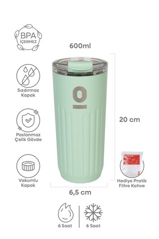 Espressolab Paslanmaz Çelik Yeşil Mug Şişe Termos 550 ml No:62