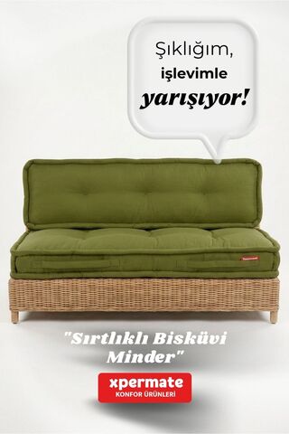 XPERMATE Bisküvi Yer Minderi Petek Önü Oturma Minderi Palet Üstü Balkon Bahçe Minderi 60x120x14 Yeşil