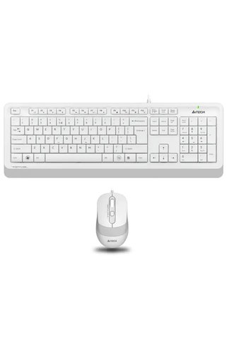 Universal A4 TECH F1010 Kablolu USB Q Trk Beyaz Klavye - Mouse Set