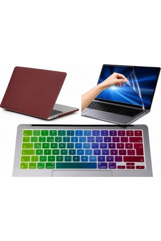 ARABULALACA Macbook Air 13 Inç A2337 A2179 M1 Işlemçi Kılıf Hardcase Kapak + Klavye Koruyucu +Ekran Koruyucu 3 Lü Set.. Logo YOK